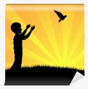 Little Boy Releasing A White Pigeon Wall Mural • Pixers® - Gratitude Is Best Attitude #4435121