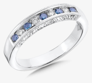 Sdc Creations Channel Set Blue & White Diamond Anniversary - Engagement Ring #4436512