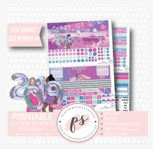 Fireworks New Years January 2019 Monthly View Kit Digital - Craft #4437861
