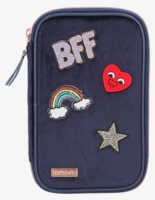 Velvet Soft Pencil Case Dark Blue, Filled - Top Model 3er Mäppchen #4439530