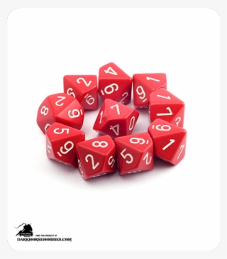 Opaque Red/white D10 Dice Set - Chessex #4440382