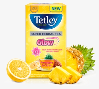 Glow Pineapple And Citrus With Vitamin B7 - Tetley Super Fruits Tea Mind Exotic Fruits #4444949