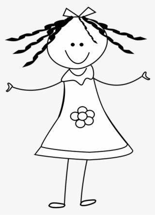Female Stick Figure Png - Girl Clipart Black And White #4455543