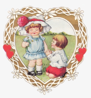 Happy Valentines Day Card Vector - Valentine-vintage Kinder Postkarte #4457958