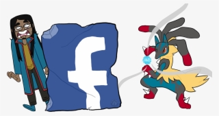 The Facebook Icon Being Distroyed By Lucario, While - Illustration #4464223