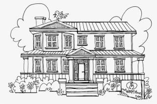 Jpg Black And White Arch Drawing Kid - Basic Sketch Of A House #4464228