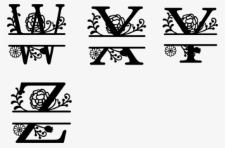 Monogrammed Split Floral Letters Vinyl Decal - Floral Letter Png #4469751