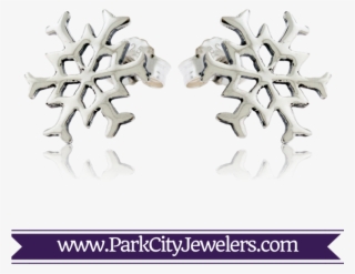 Sterling Silver Post Snowflake Earrings - Elk Ivory Engagement Rings #4473314
