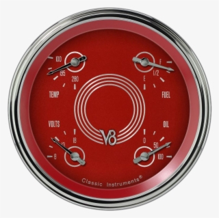 V8rs78slc - Classic Instruments V8 Red Steelie Series Quad Gauge: #4473765