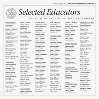 Tuesday, April 10, 2018 Boise Rotary Century Scholars - Rotary International #4474813