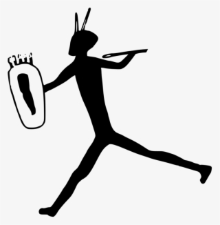 Banner Black And White Stock Cave Vector Man - Bushman Painting #4477782