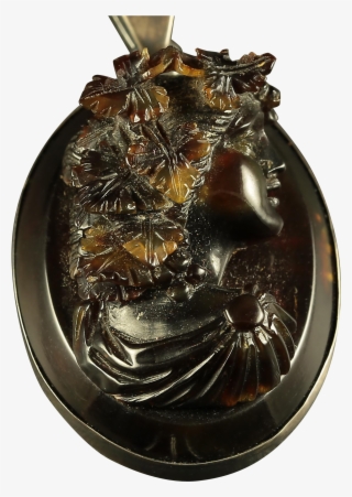 Antique Victorian Pique Tortoise Shell Cameo Pendant - Jewellery #4485174