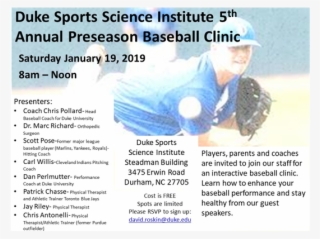 Duke Sports Science Institute 5th Annual Preseason - Duke Sports Sciences Institute #4486033