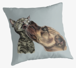 This Is A Rendering Of A Pitbull Dog Licking A Tabby - Tabby-kätzchen, Das Einen Pitbull-kuss Erhält Karte #4490763