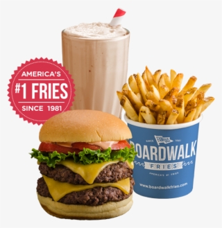 French Fries, Hamburger, And A Milkshake - Boardwalk Fresh Burgers & Fries #4495165