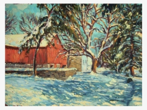 Elm And Evergreens Under Snow - Painting #450969