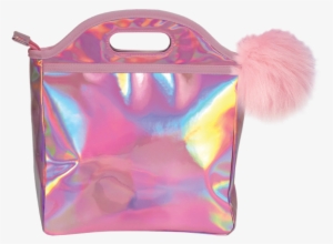 Iscream Pink Holographic Lunch Tote With Pom-poms - Bag #454181
