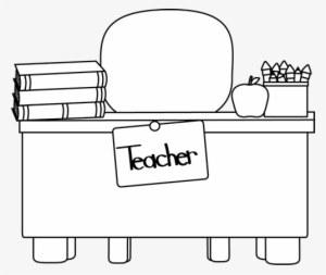 Back And White Teacher's Desk Clip Art - Teacher And Students Coloring Pages #455248