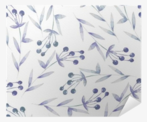 Seamless Pattern With The Blue Berries, Hand Drawn - Watercolor Painting #456178