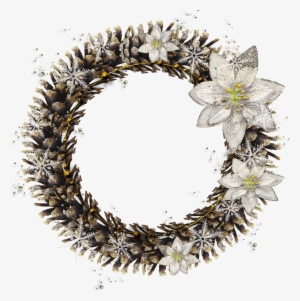 Round Pine Cone Transparent Png Christmas Photo Frame - Eleganter Weißer Kranz-hund Oder Ornament #457489