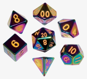 Mdg Metal 16mm 7-die Set Flame Torched Rainbow - Dice #458219