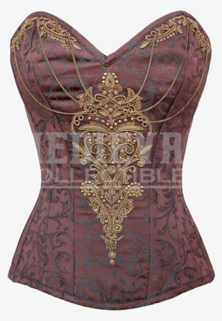 Classic Sweetheart Overbust Corset With Gold Detail - Corset #4501572