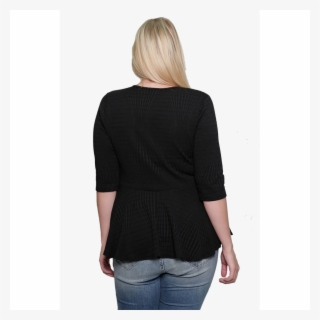 Plus Size Peplum Blouse With Plunging Corset Made In - Cardigan #4502581