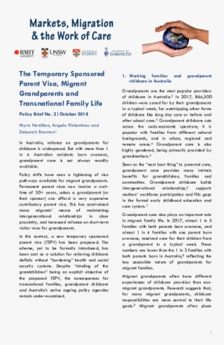 The Temporary Sponsored Parent Visa, Migrant Grandparents - Document #4505120