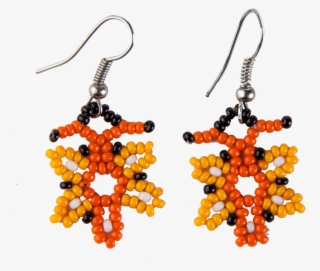 Aretes Chaquira Naranja-naranja - Aretes En Flores En Chaquira #4510171