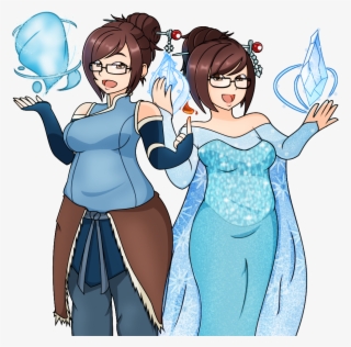 Overwatch Elsa Red Blue People Clothing Cartoon Fictional - Mei Overwatch Elsa Frozen #4513897