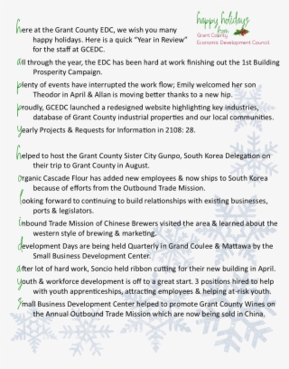 Happy Holidays From The Grant County Edc #4516558