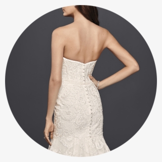 Lace And Button Detail On Strapless Petite Wedding - Wedding Dress #4519953