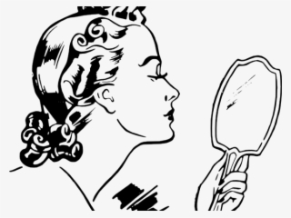 Vintage Woman Clipart - Woman Looking In Mirror Drawing #4527032