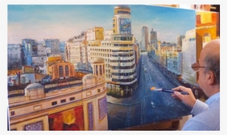 Cuadro Madrid Pintando C1 - Pintar Edificios En Acrilico #4529039