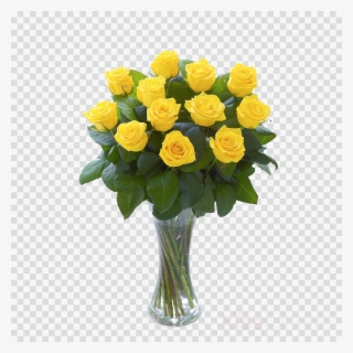 Download Elegant Red Roses Vase Arrangement Clipart - Yellow Roses In Vase #4544974