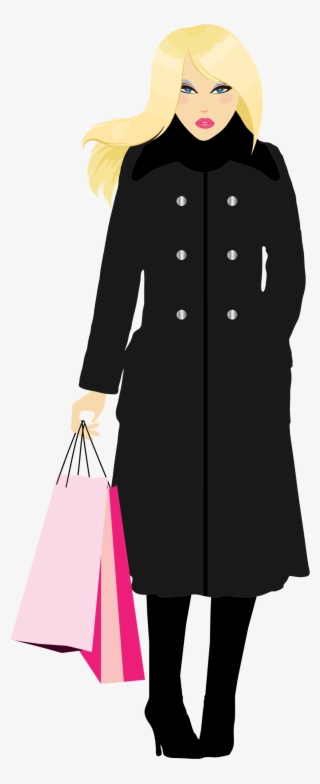 Svg Black And White Library Shopping Big Image Png - Woman In Trenchcoat Png #4550271