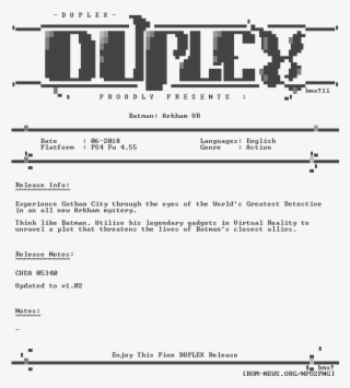 Batman - Arkham - Vr - Ps4-duplex - - Ps3 Duplex #4550347