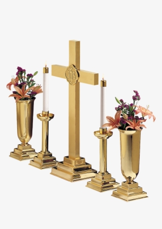 15" Altar Set - 30 In. Brass Altar Cross #4560512