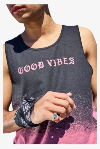 Good Vibes Splatter Print Tank - Active Tank #4567749