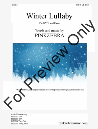 Winter Lullaby By Pinkzebra - J.w. Pepper & Son #4574003