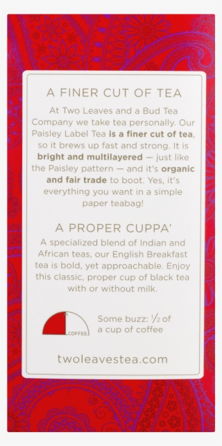 Paisley Label Tea By Two Leaves And A Bud, Inc - E-book Reader Case #4582114