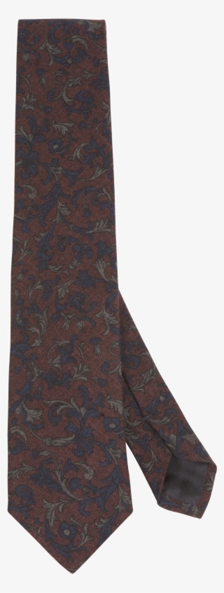 Burgundy Flower Paisley Print Wool Tie - Woolen #4582240