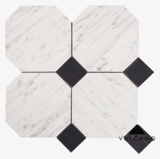 Carrara C & Nero Marquina Large Octagon & Dot - Nero Marquina Marble #4587205