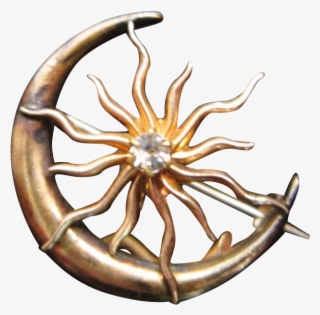 Antique Victorian Crescent Moon Sun Celestial Lapel - Transparent Sun Crescent Moon #4594785
