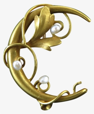 Victorian Art Nouveau Crescent Moon And Seed Pearl - Art Nouveau Crescent Moon #4594799