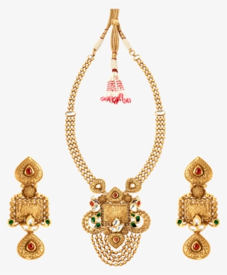 Tanishq Rivaah Glass Kundan Gold Neckwear Set Jewellery - Necklace Gold Earrings For Women Tanishq #4599287