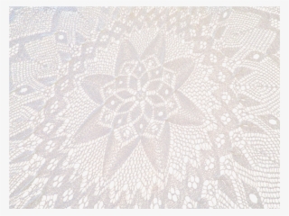 Vintage Ecru Hand Knitted Fine Lace Round Tablecloth - Placemat #4599339