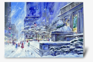 New York Public Library By Albert Pucci Greeting Card - New York City #460169