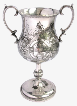 Antique Silver Repousse Trophy 1875 -for Friendship - Stemware #465821