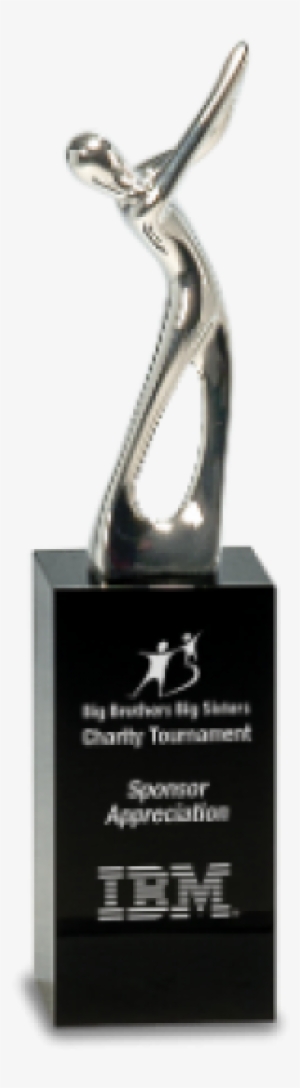 Engraved Crystal Glass Award 8 1/2 Inch Silver Metal #466329
